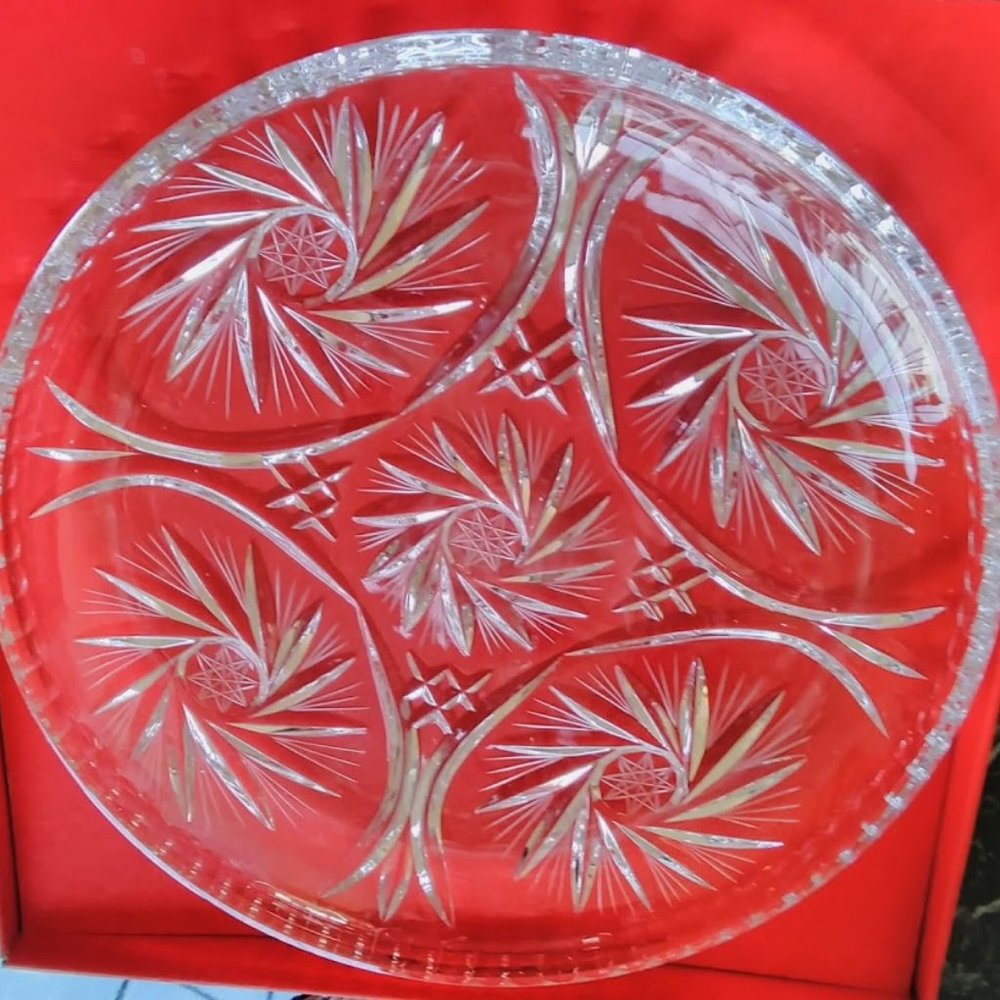 Vintage American Brilliant Cut Glass Platter